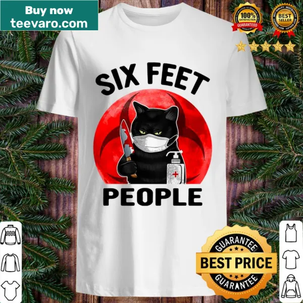 Edgy shirt featuring a black cat face with knife and blood design