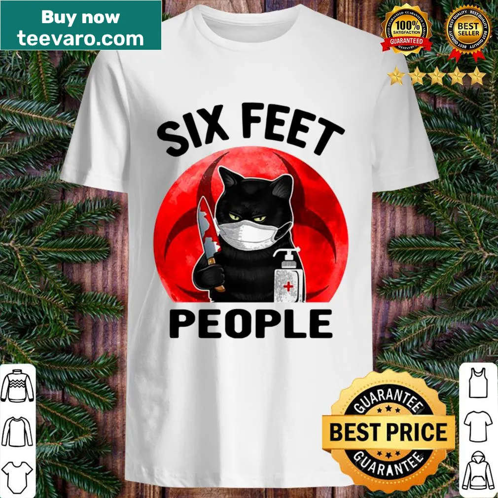 Edgy shirt featuring a black cat face with knife and blood design