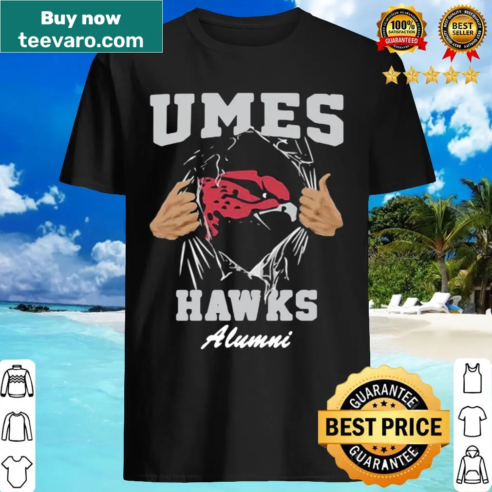 UMES Hawks Alumni shirt featuring bold text and hawk graphic
