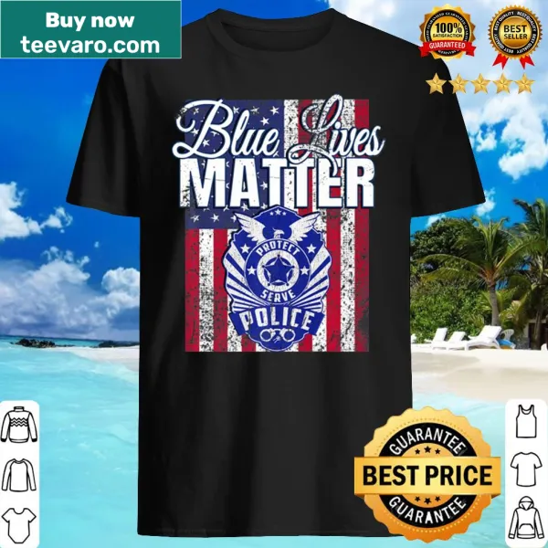 Shirt supporting Blue Lives Matter with patriotic imagery
