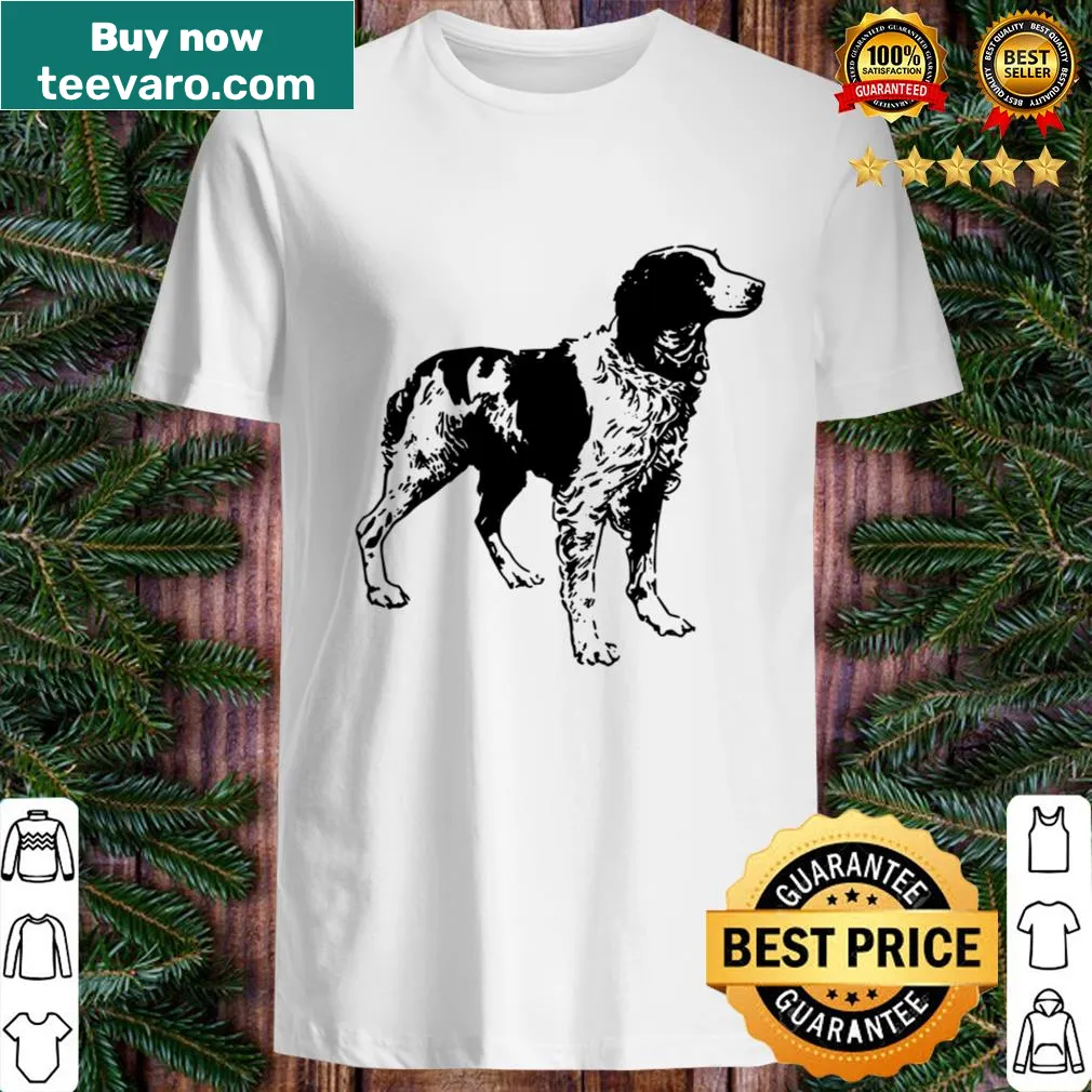 T-shirt featuring an illustration of a Brittany Spaniel dog