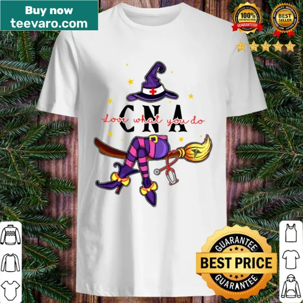Halloween-themed CNA shirt with witch graphic and clever phrase