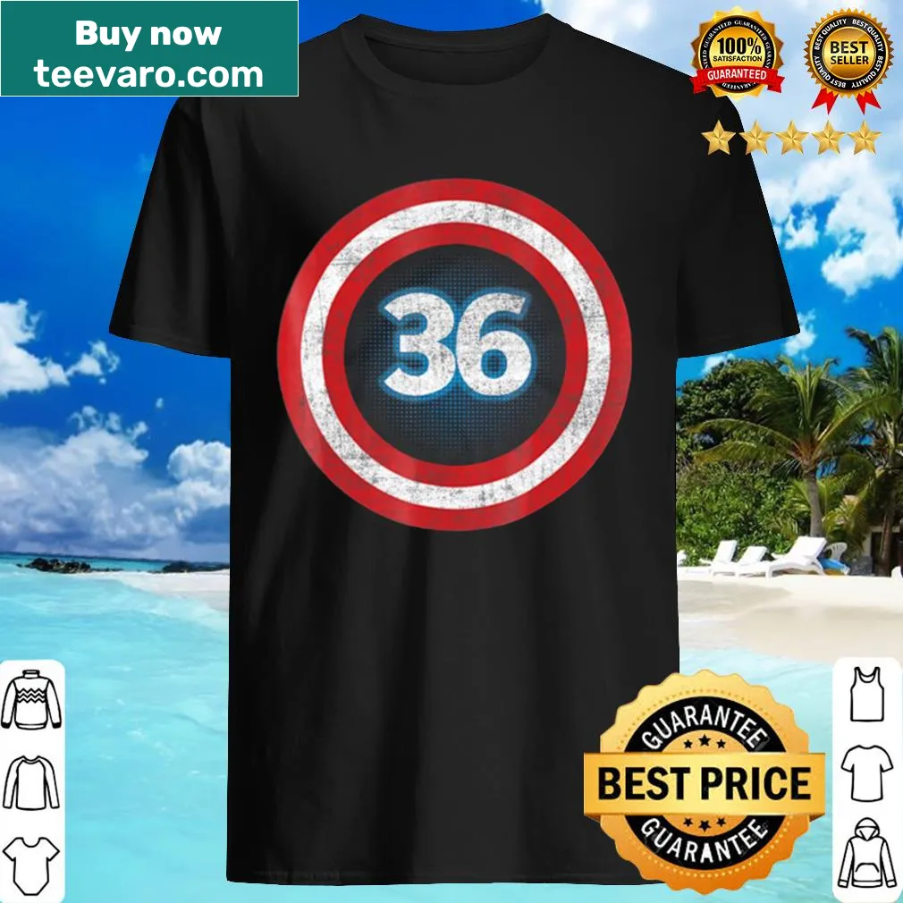 Playful superhero-themed shirt for a 36th birthday