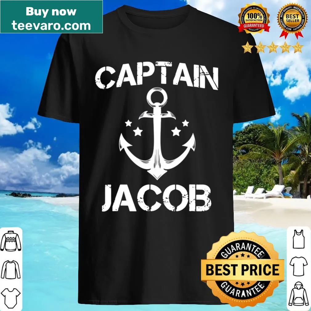 Personalized birthday shirt for Captain Jacob featuring a fun captain graphic