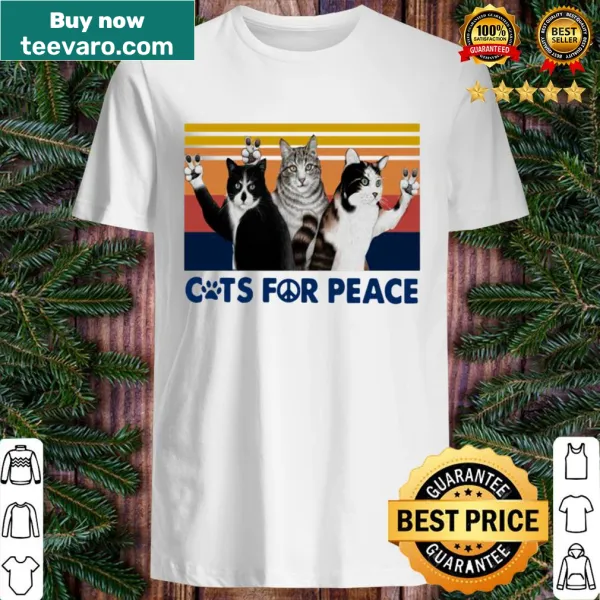 Vintage-style shirt with 'Cats For Peace' graphic