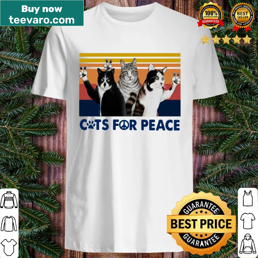 Vintage-style shirt with 'Cats For Peace' graphic