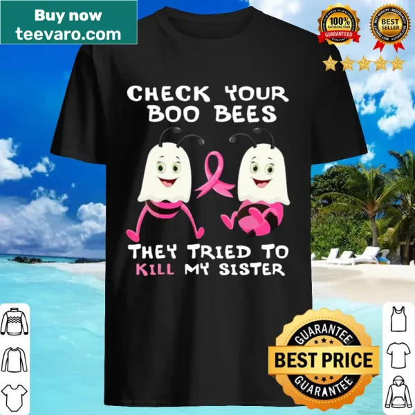 Halloween shirt with ghost graphic and 'Check Your Boo Bees' text