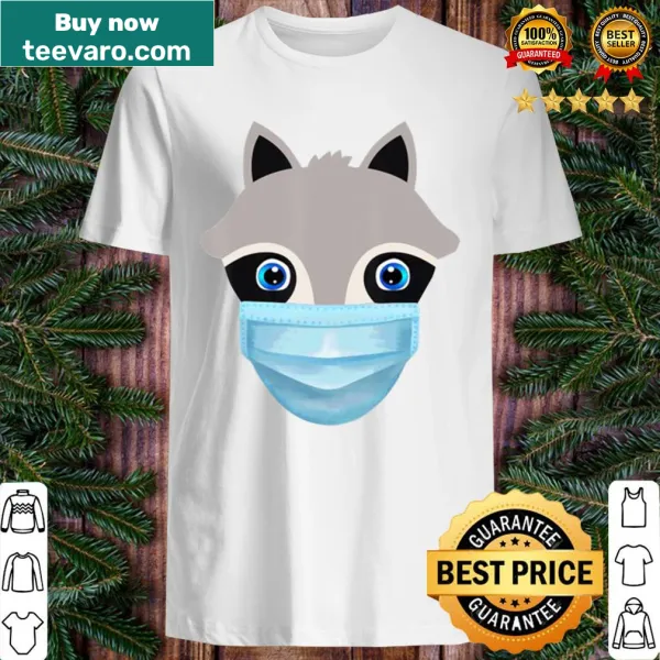 Raccoon wearing a face mask illustration on a t-shirt