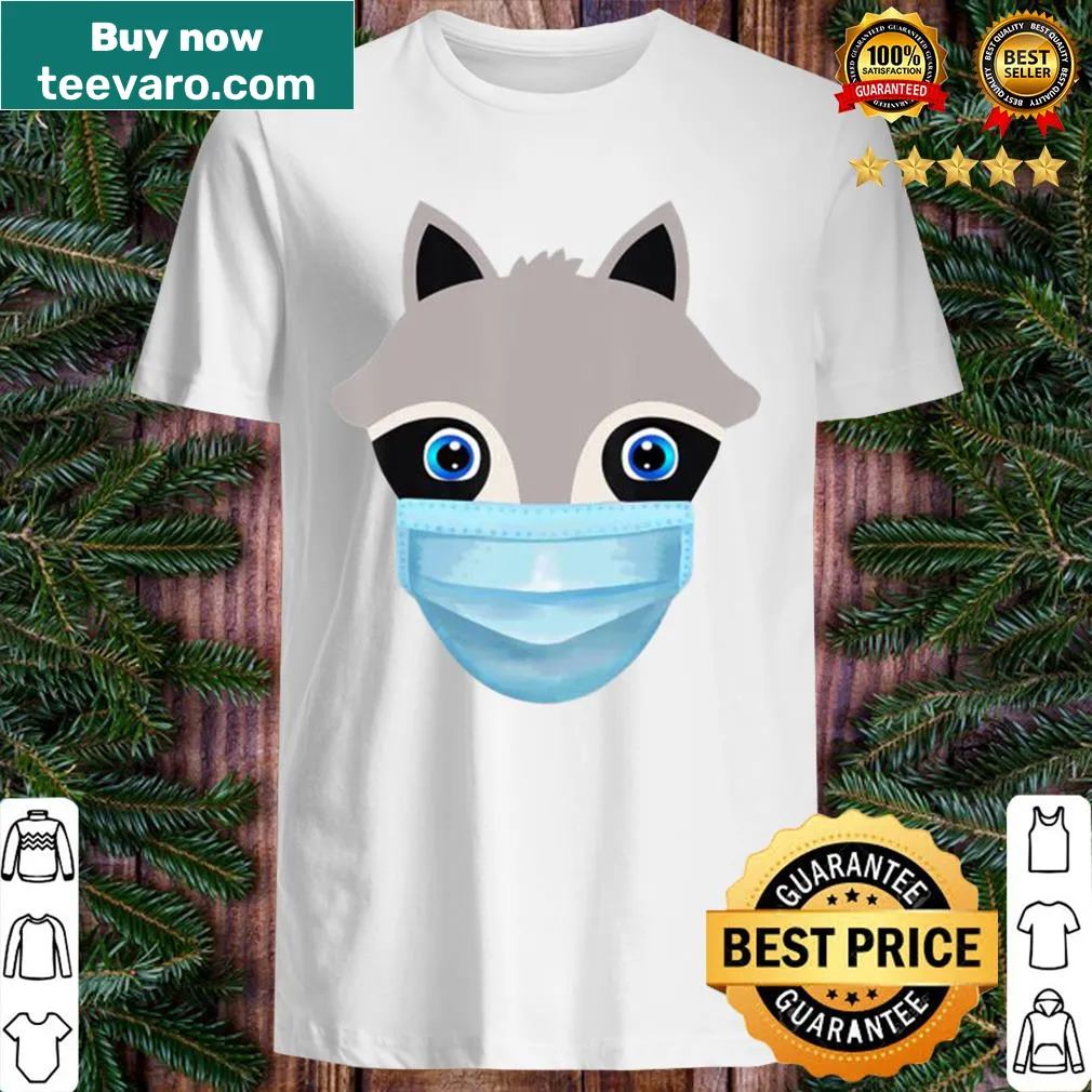 Raccoon wearing a face mask illustration on a t-shirt