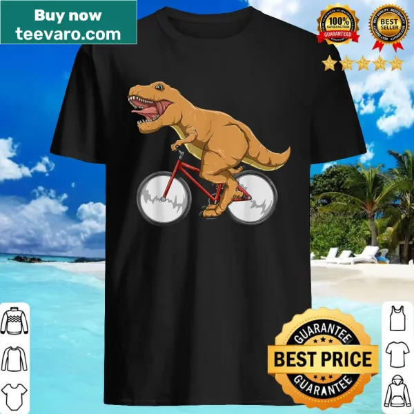 Cartoon of a T-Rex riding a bike