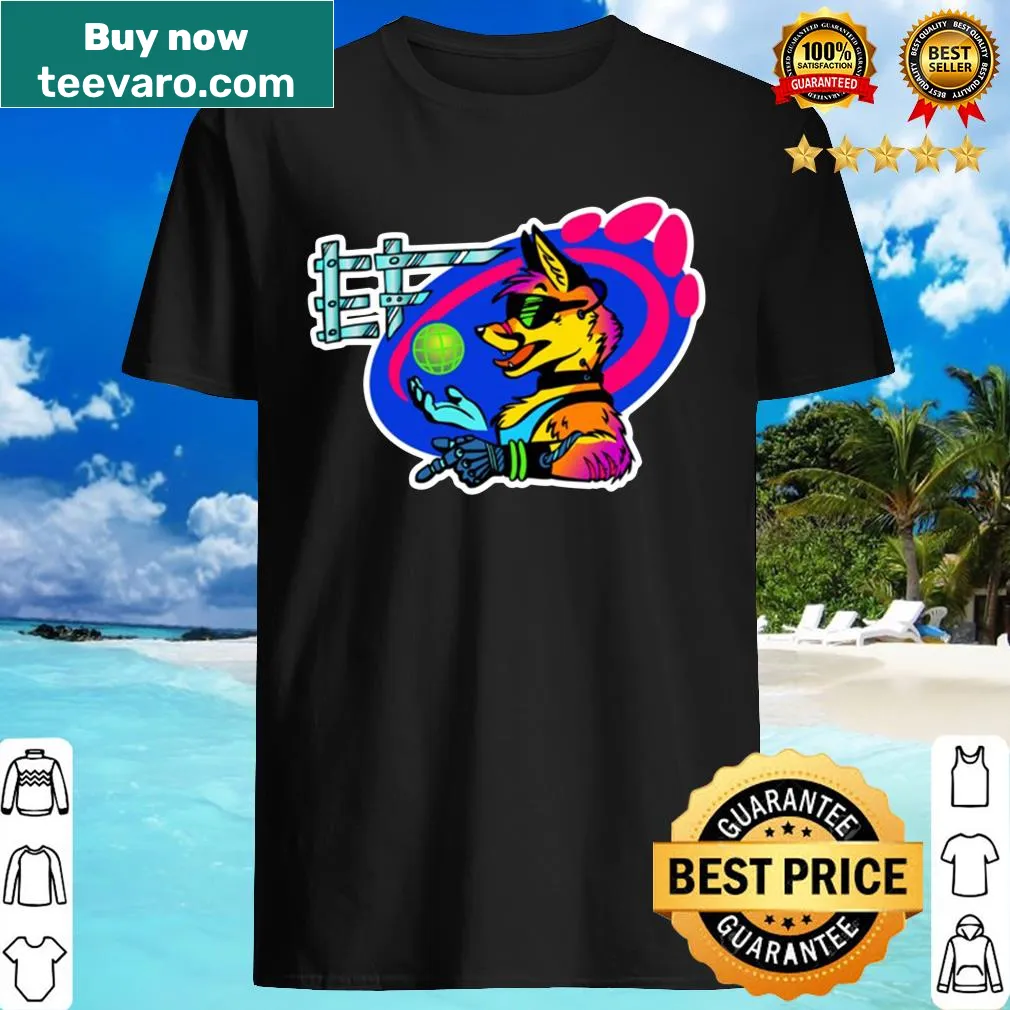 Shirt featuring space pirate illustration for Eurofurence Online 2020.