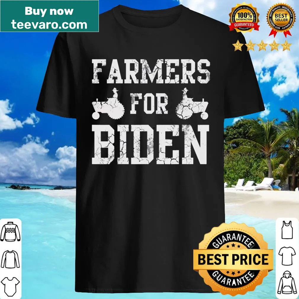 Political Farmers For Biden shirt with bold lettering and graphic design