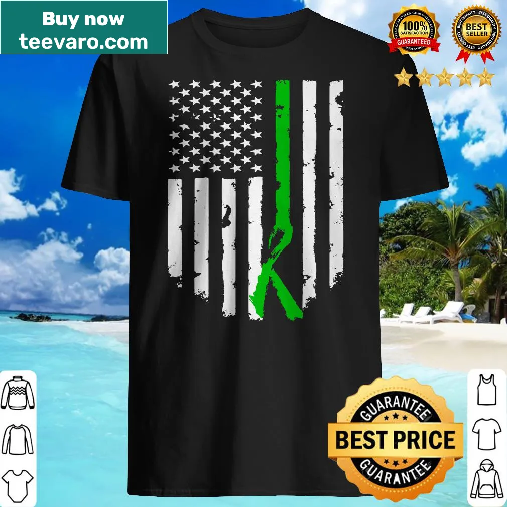 Gastroparesis awareness t-shirt with American flag and green ribbon