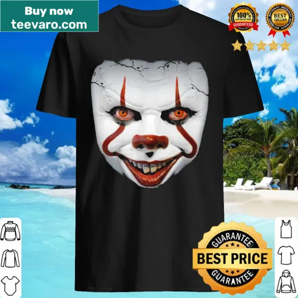 Halloween shirt with a playful illustration of Pennywise's face