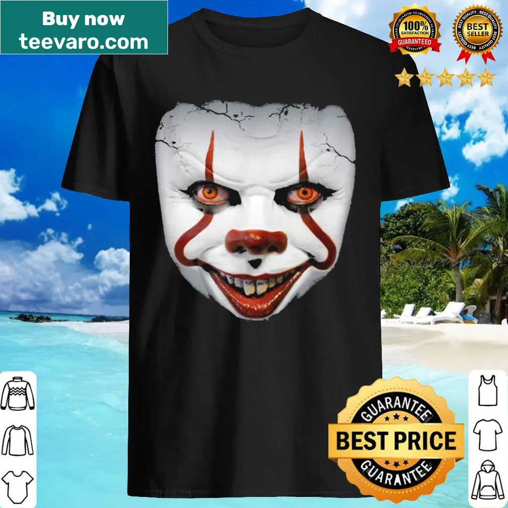 Halloween shirt with a playful illustration of Pennywise's face