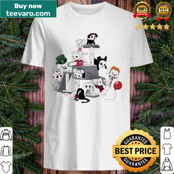 Dogs playing in a horror movie-themed playground Halloween shirt