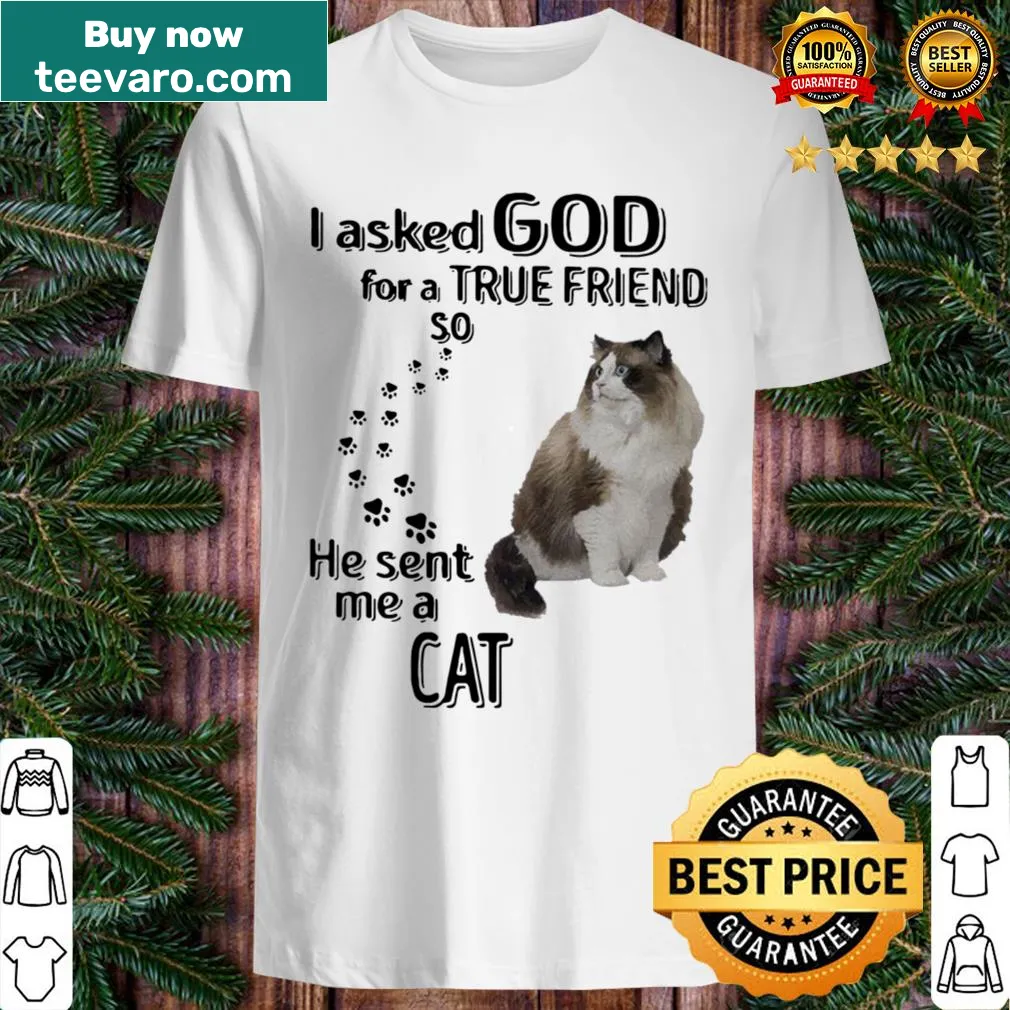 Sentimental graphic tee with text about friendship with a cat