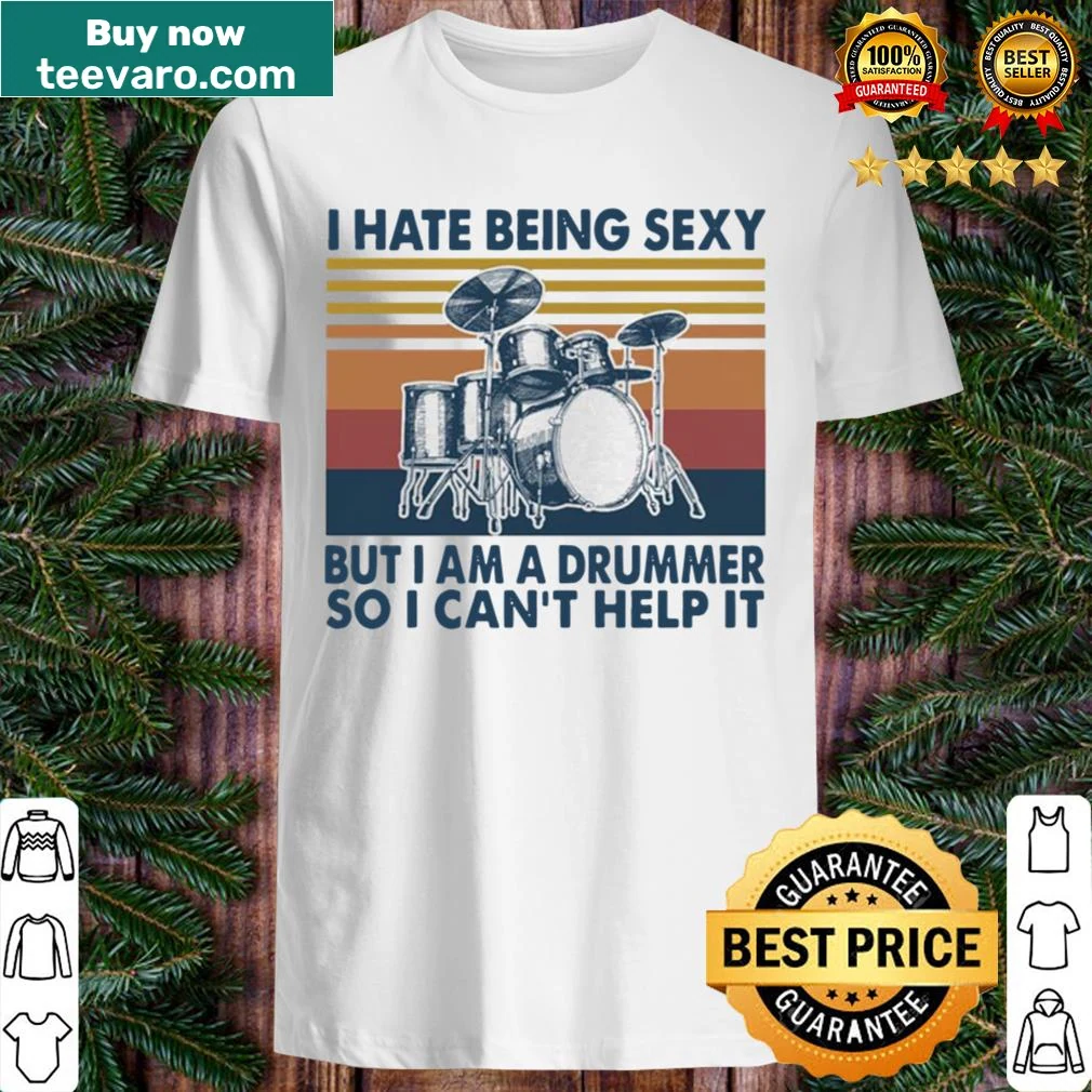 Vintage drumming t-shirt with humorous text about being sexy