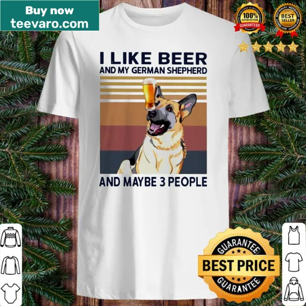 Vintage tee with humorous text about beer and German Shepherd
