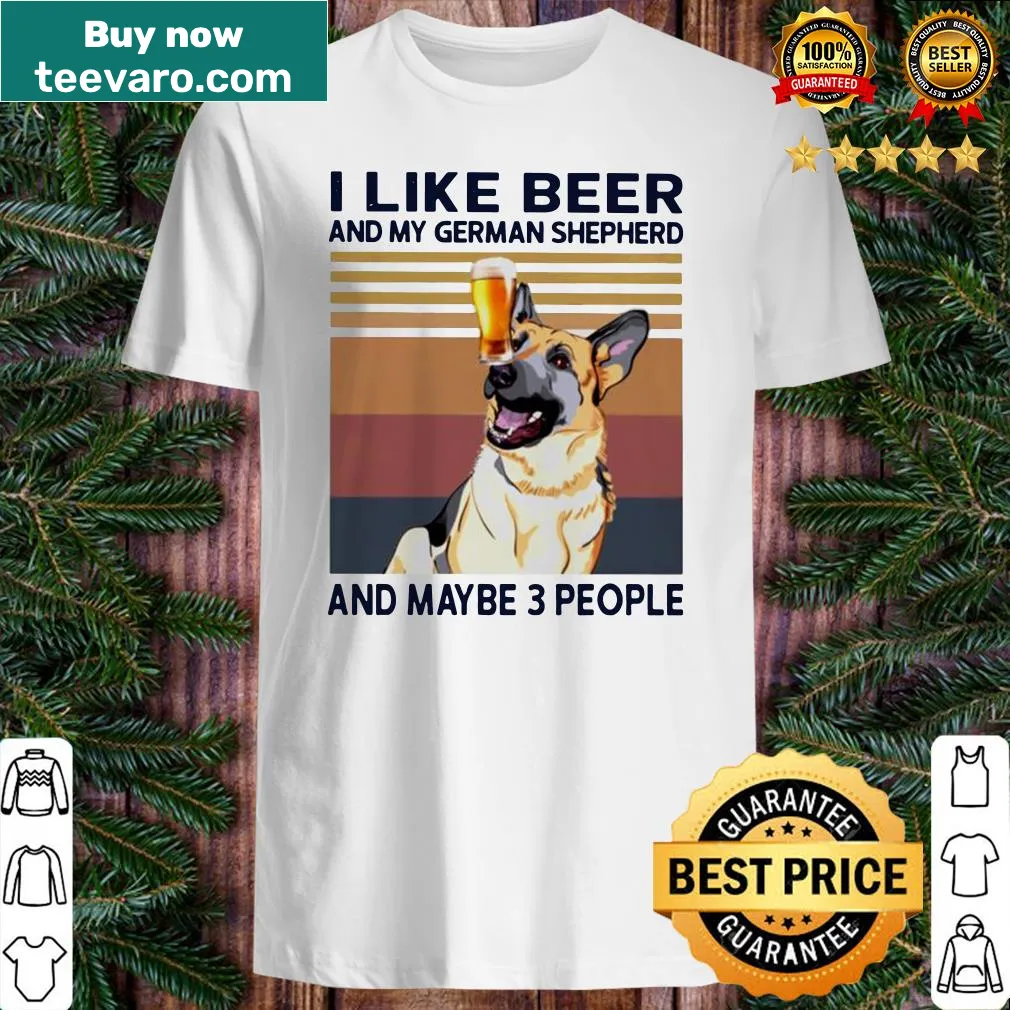 Vintage tee with humorous text about beer and German Shepherd