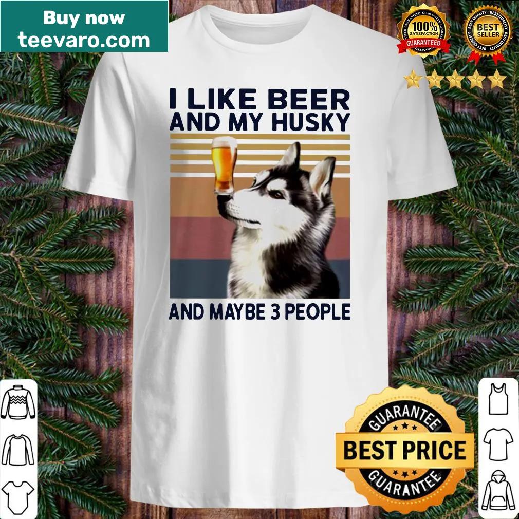 Vintage distressed shirt featuring humor about beer, Huskies, and friends