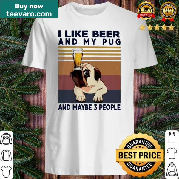 Vintage shirt featuring humorous text about beer and a Pug.