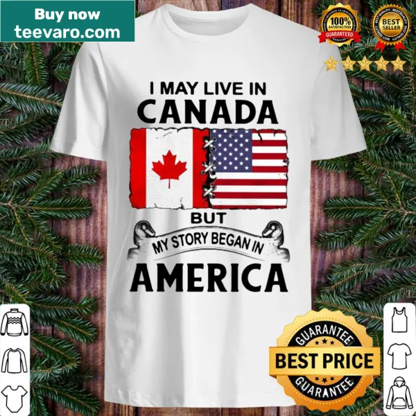 Text-based shirt expressing a journey from America to Canada