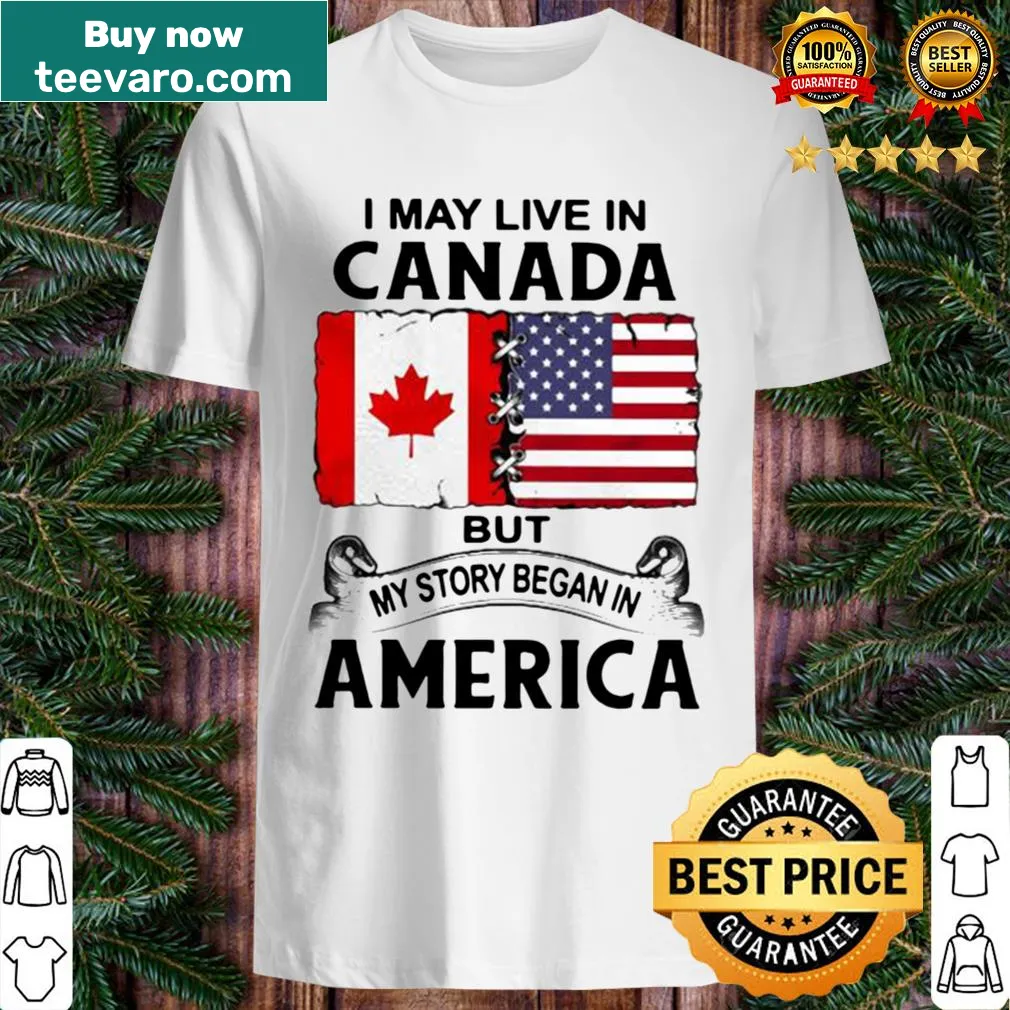 Text-based shirt expressing a journey from America to Canada