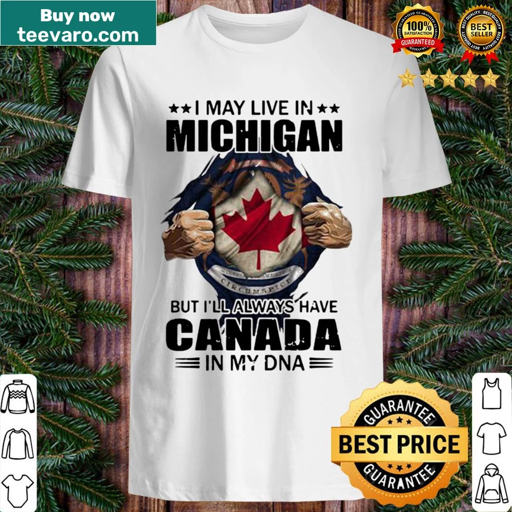 Text-based shirt connecting life in Michigan to Canadian heritage