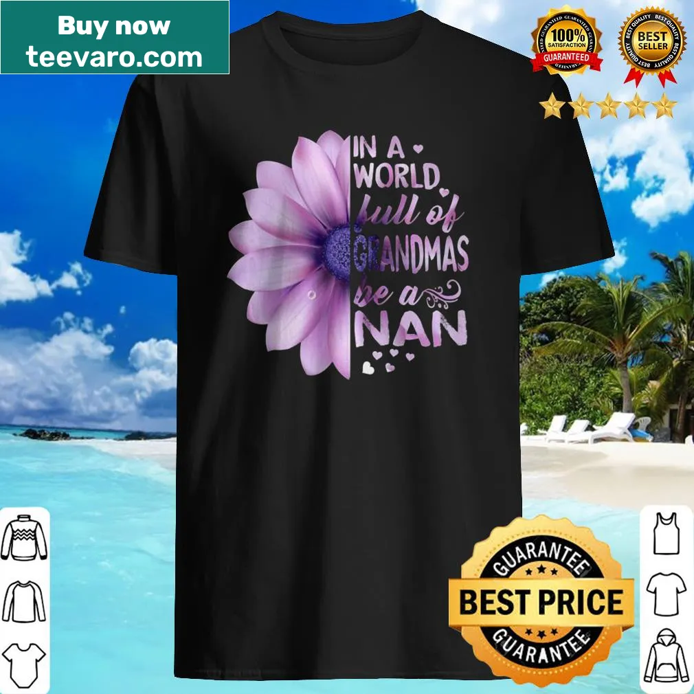 Lilac t-shirt with the text 'In the world full of Grandmas, Be a T-Shirt'