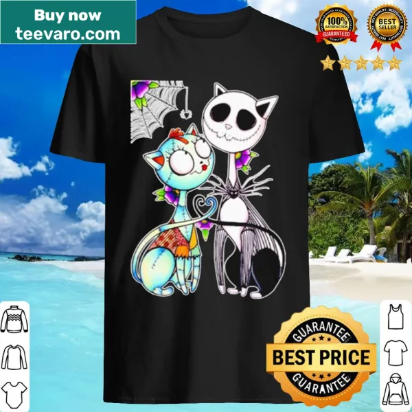 Illustration of Jack Skellington and Sally on a whimsical t-shirt.