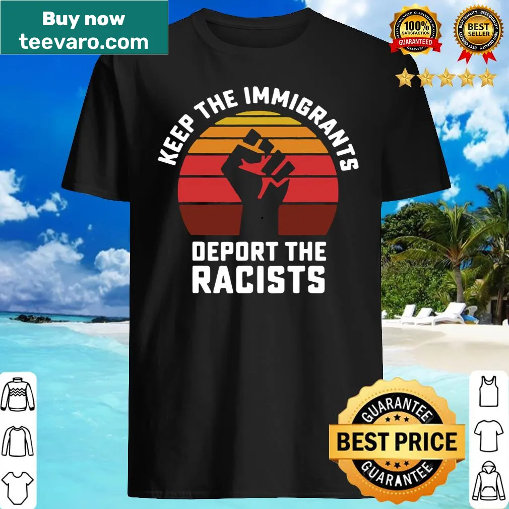 Edgy T-shirt with a bold anti-racism message supporting immigration.