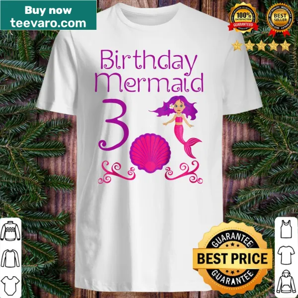 Cute mermaid birthday T-shirt for a 3-year-old girl