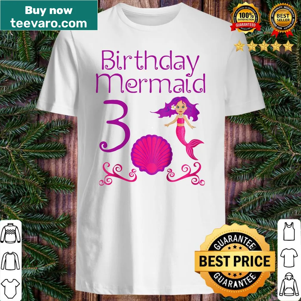 Cute mermaid birthday T-shirt for a 3-year-old girl
