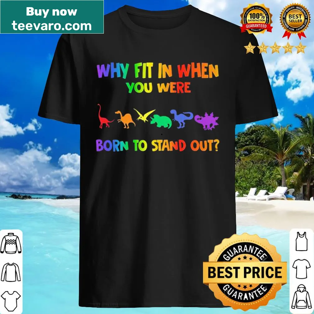 Cartoon dinosaur with text about standing out