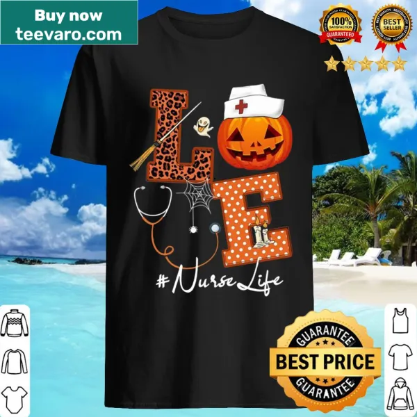 Cute Halloween shirt for nurses with pumpkin and stethoscope design