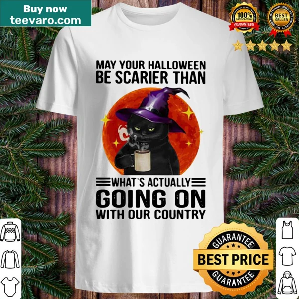 Halloween shirt with black cat, moon, and sarcastic text