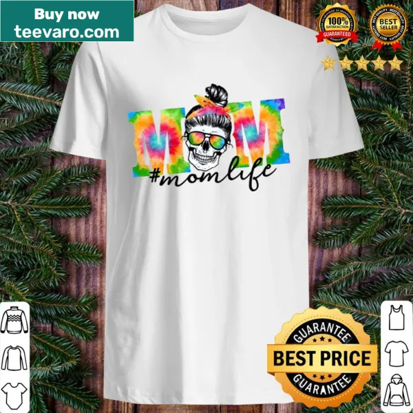 Momlife shirt with skull graphic and tie-dye design