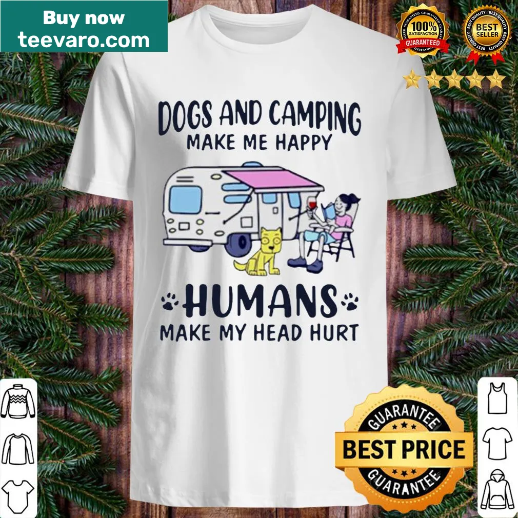 Vintage shirt with humorous text about dogs and camping