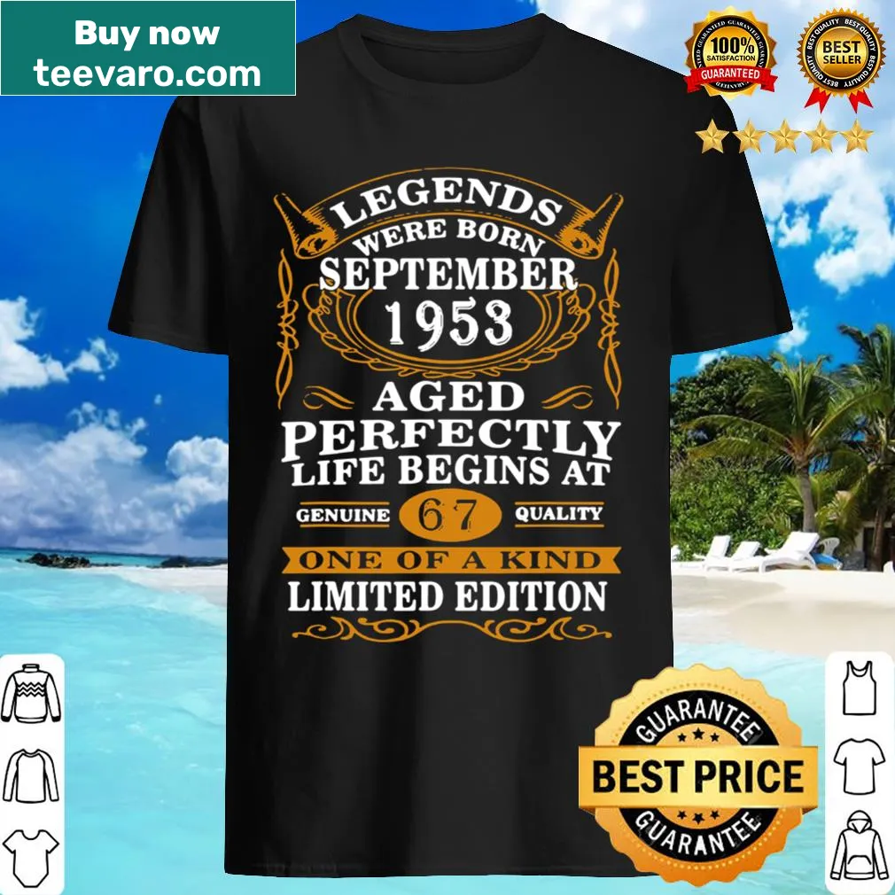 Shirt for celebrating 67th birthdays for men and women — on a women's shirt