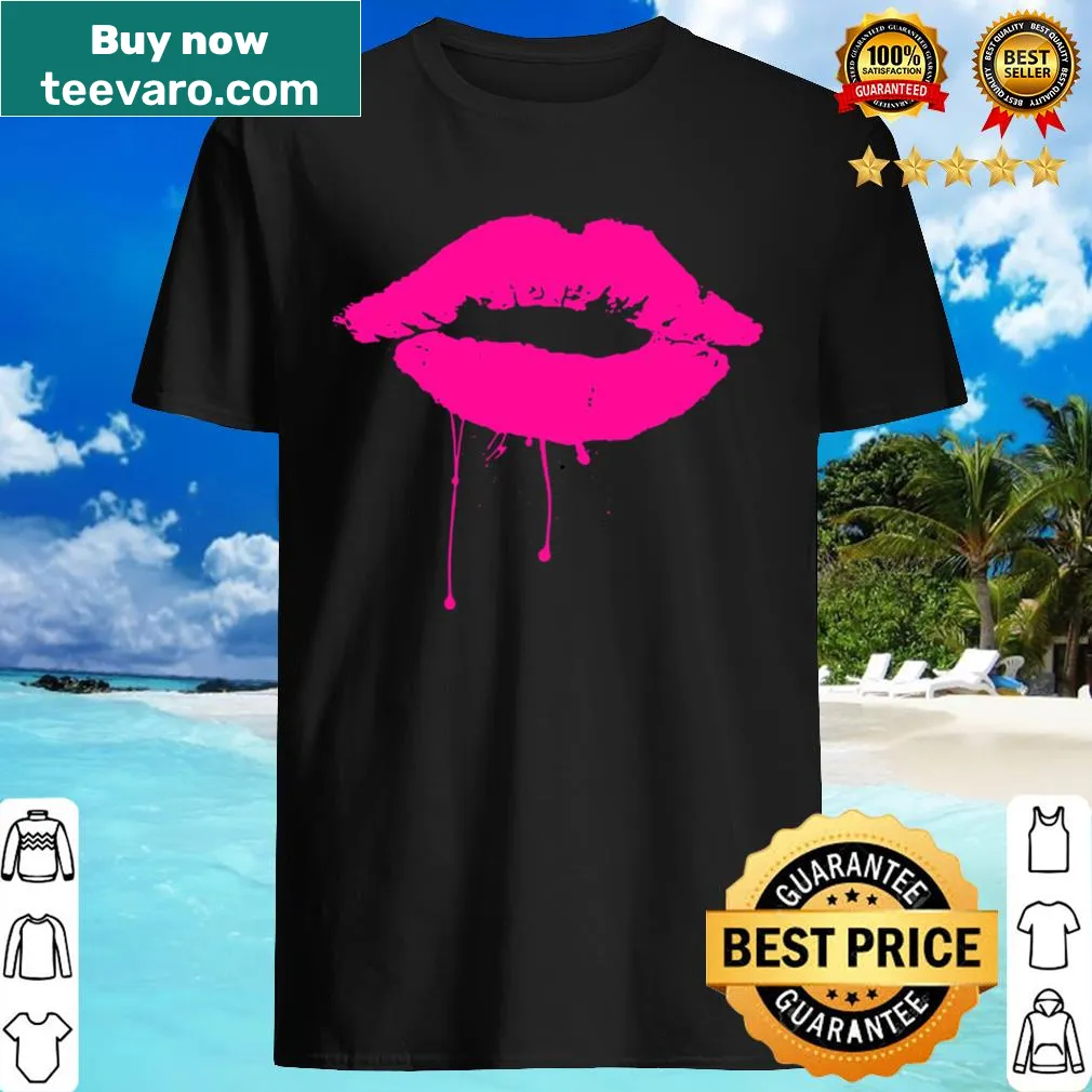 Bold pink lips graphic shirt inspired by 80s party culture