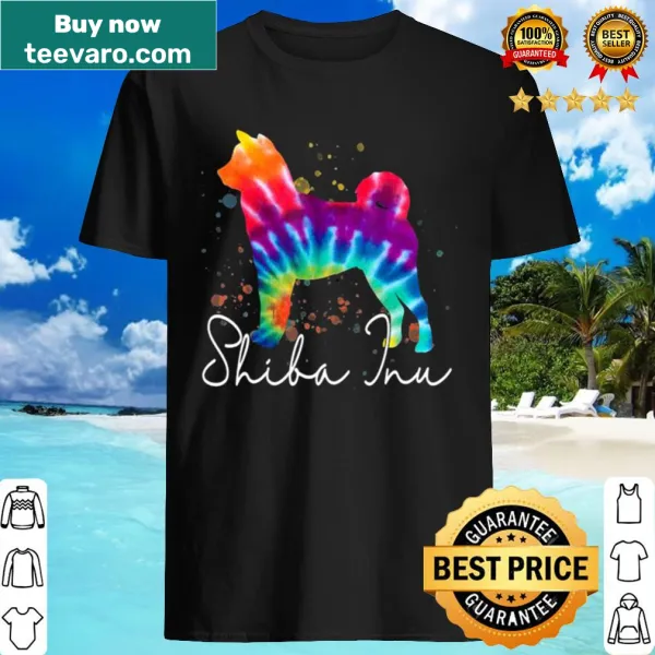 Shiba Inu shirt with colorful tie-dye design