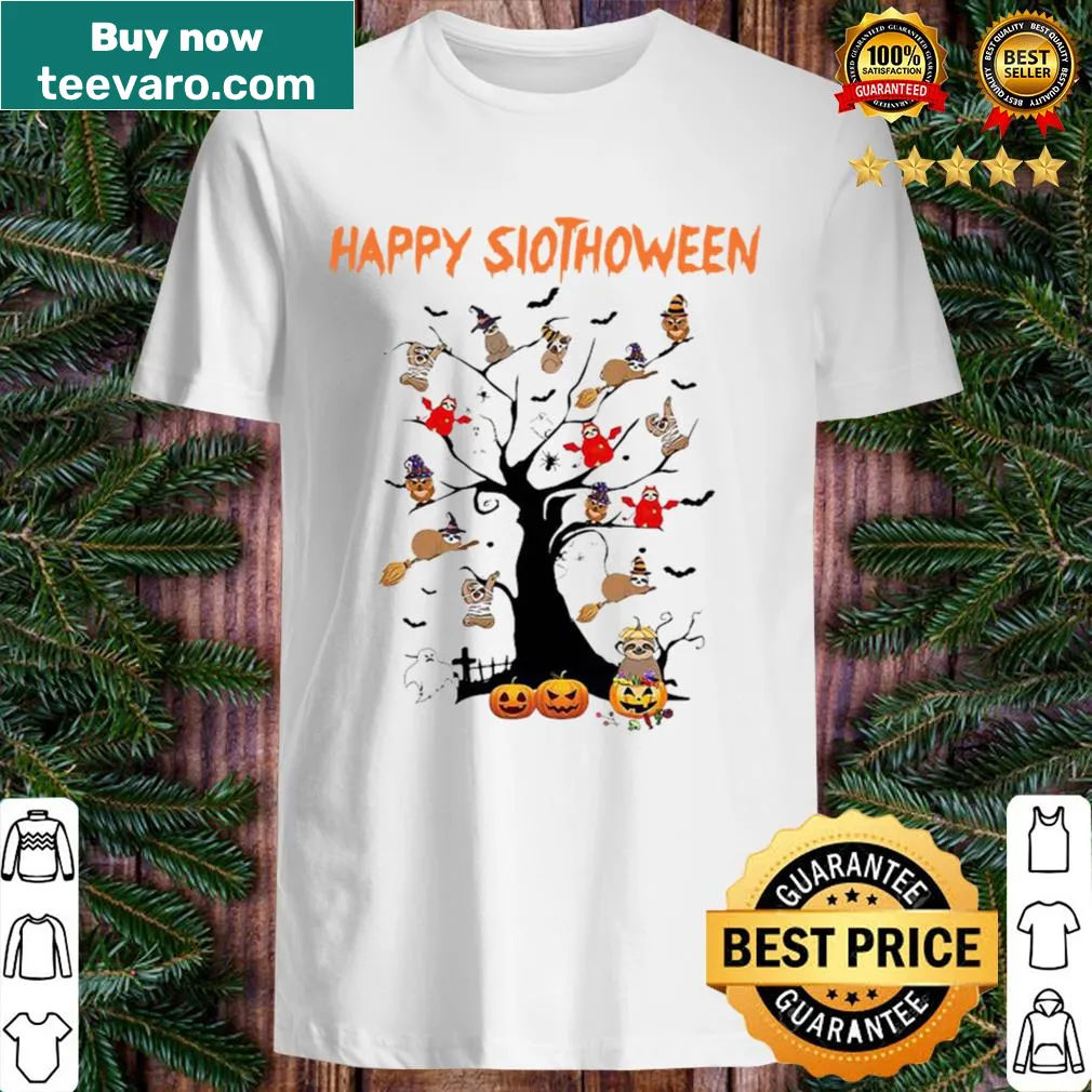 Sloth Halloween design with sloths hanging from a tree