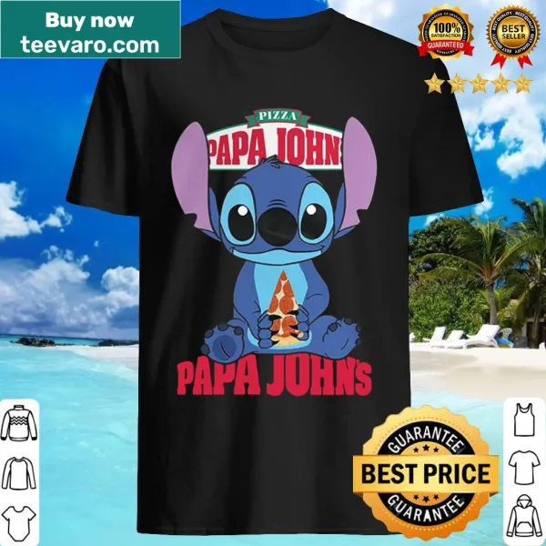 Illustration of a character hugging a pizza on a humorous shirt