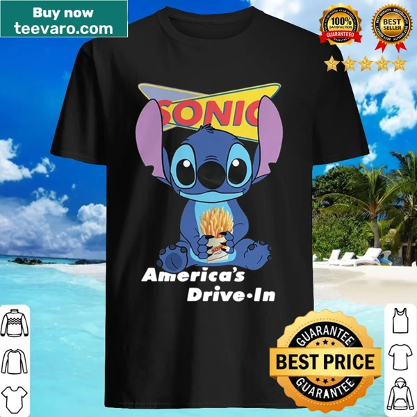 Typography shirt with 'Stitch Sonic America's Drive In' text