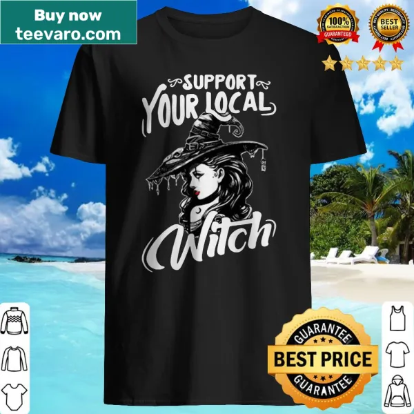 Halloween t-shirt with 'Support your local witch' graphic