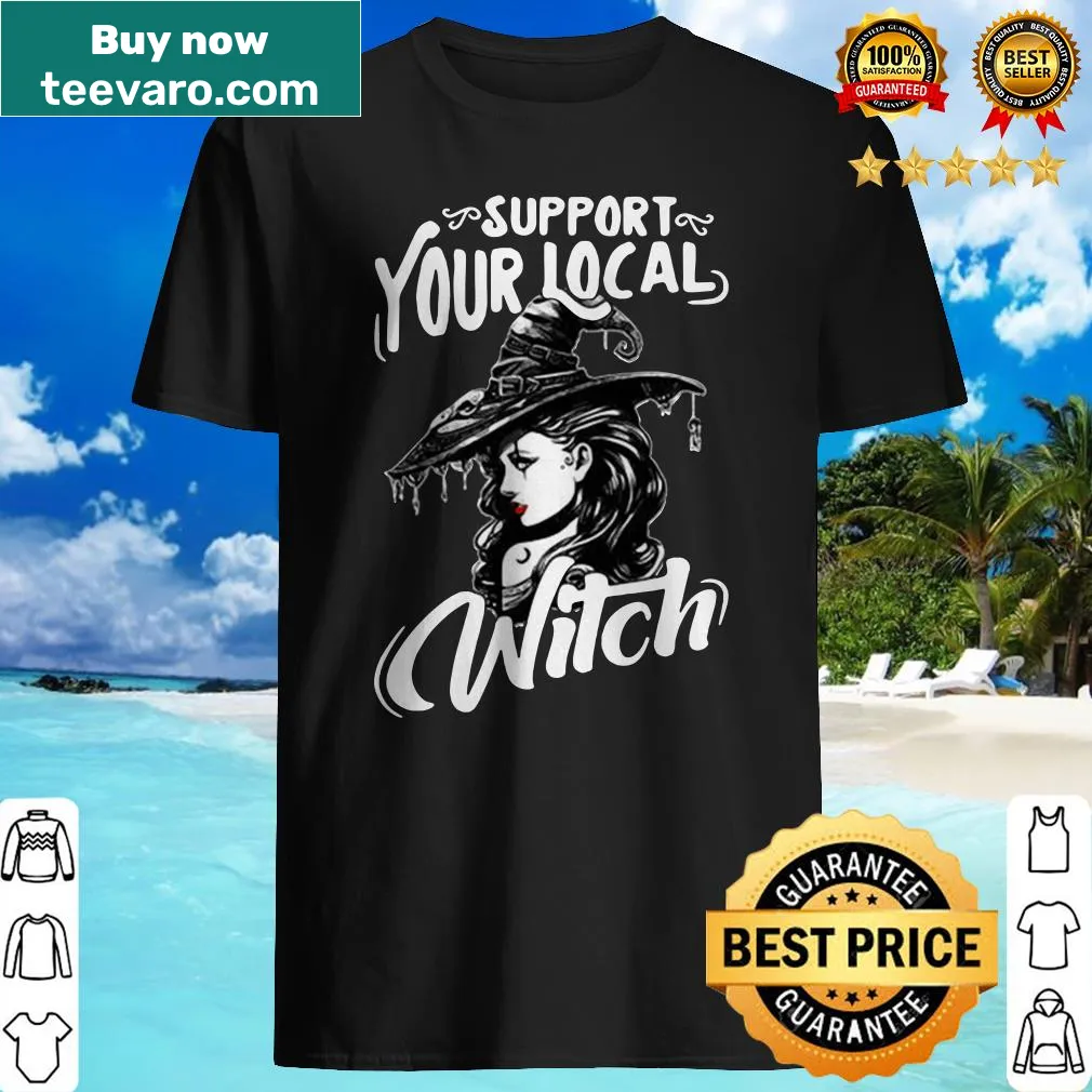 Halloween t-shirt with 'Support your local witch' graphic