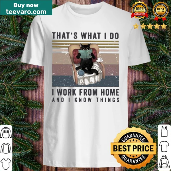 Funny shirt with cat reading and work-from-home text