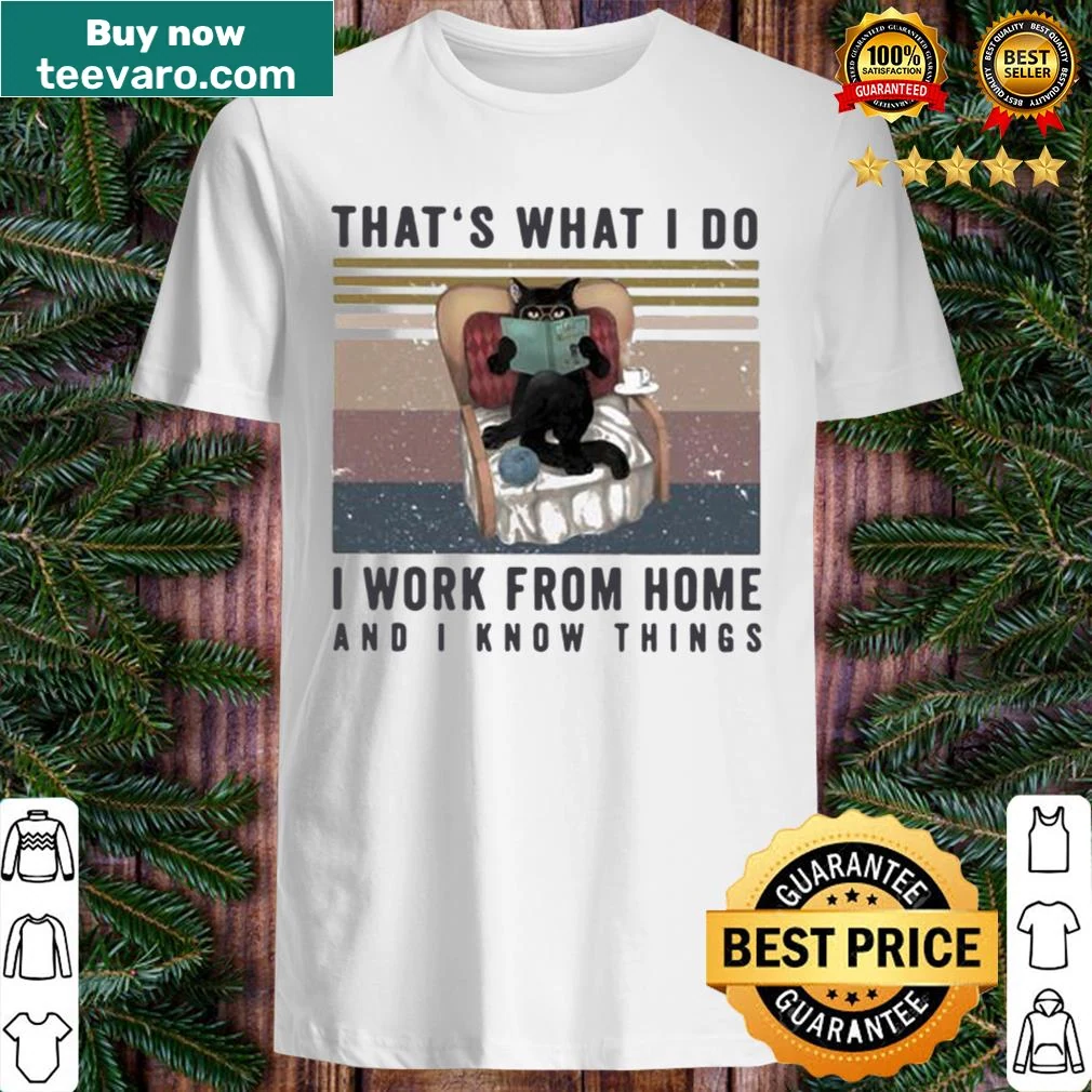 Funny shirt with cat reading and work-from-home text