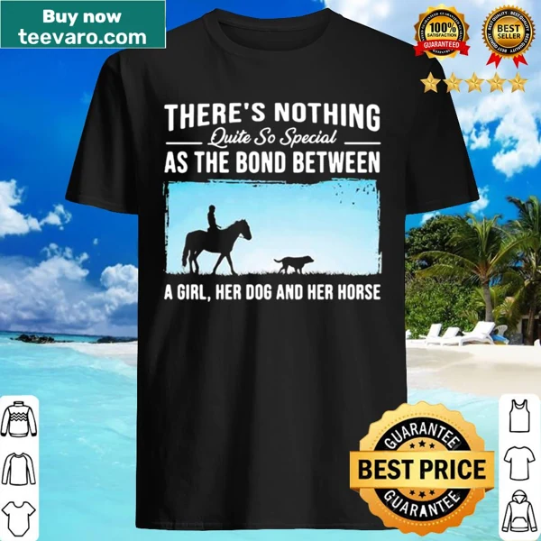 Illustration of a girl with her dog and horse on a shirt